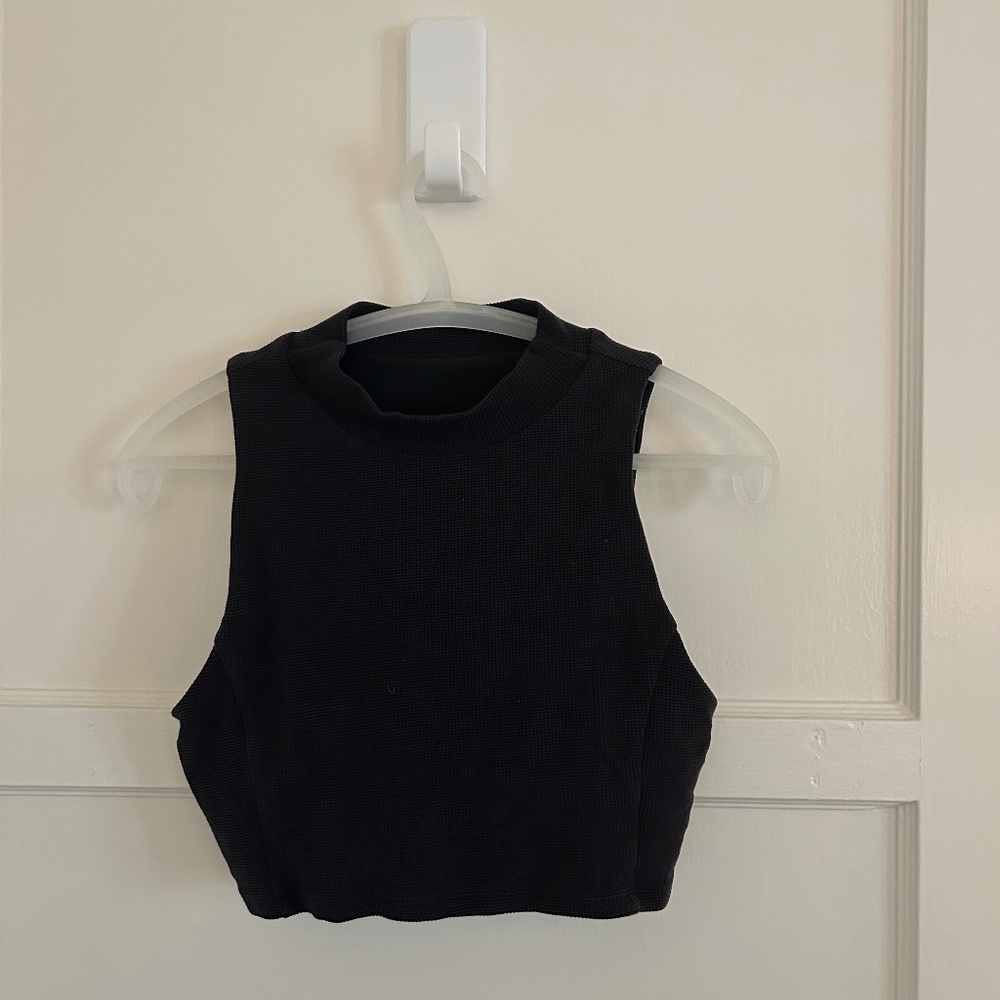 Alo Yoga Micro Waffle Comfort Bra Tank Small Black